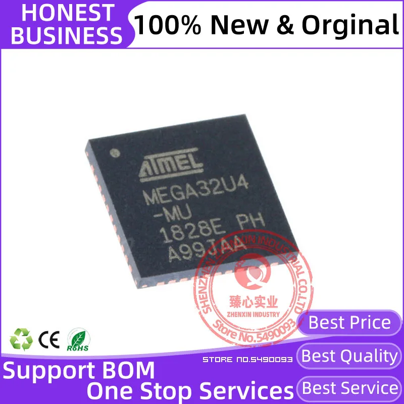 Флэш-память ATMEGA32U4-MU QFN-44 8-bit MCU AVR USB 32K, промышленная новая Оригинальная интегральная схема
