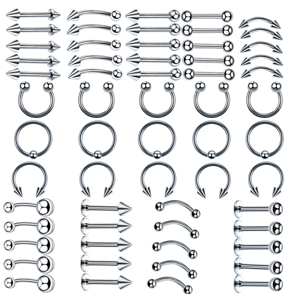 

Nose Ring Tongue Bar Lot Body Piercing Tool Kit Disposable Professional Body Piercing Needles Clamp Gloves Tools