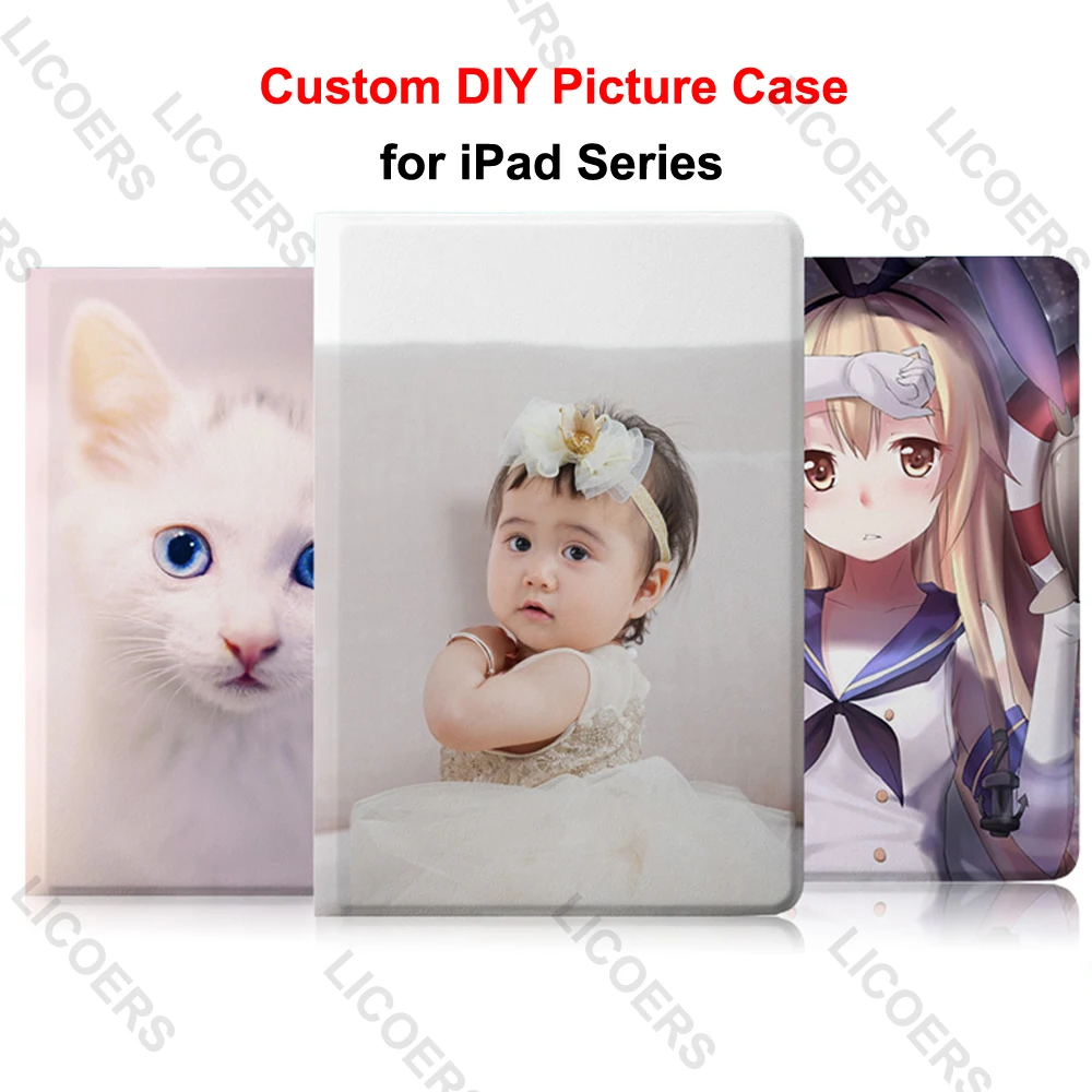 Custom DIY Photo Case for iPad Pro 2020 9.7 inch Air 12.9 11 10.5 Mini 2 3 4 5 Personalized Picture Tablet PU Cover Pen Slot