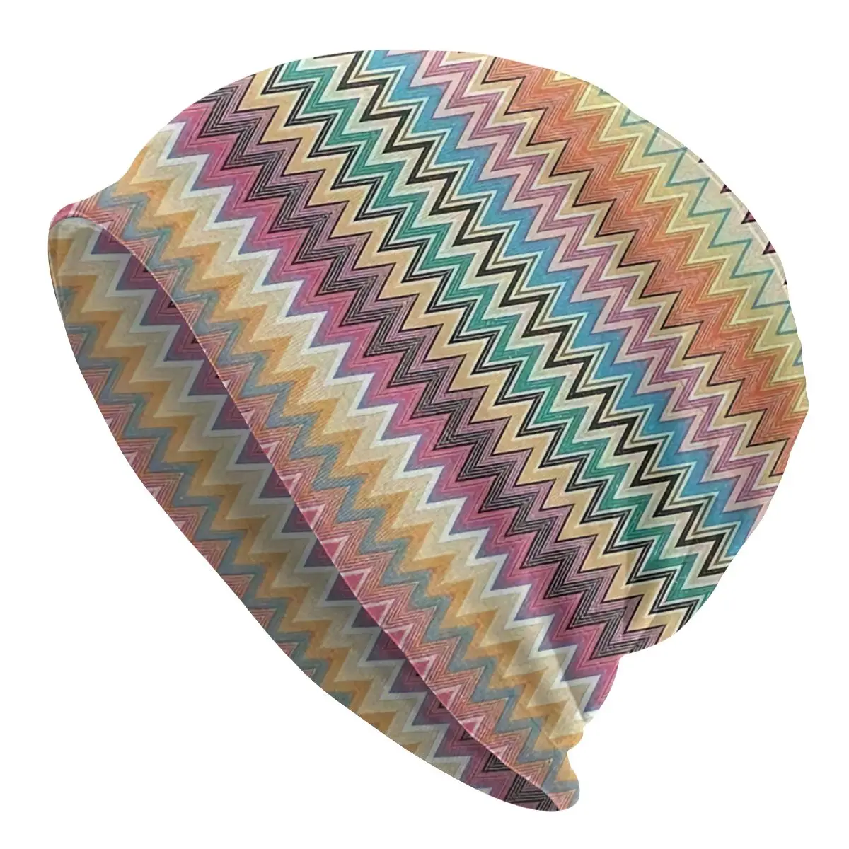 

Camouflage Home Zig Zag Bonnet Beanie Knitting Hat Men Women Cool Unisex Modern Zigzag Pattern Winter Warm Skullies Beanies Caps