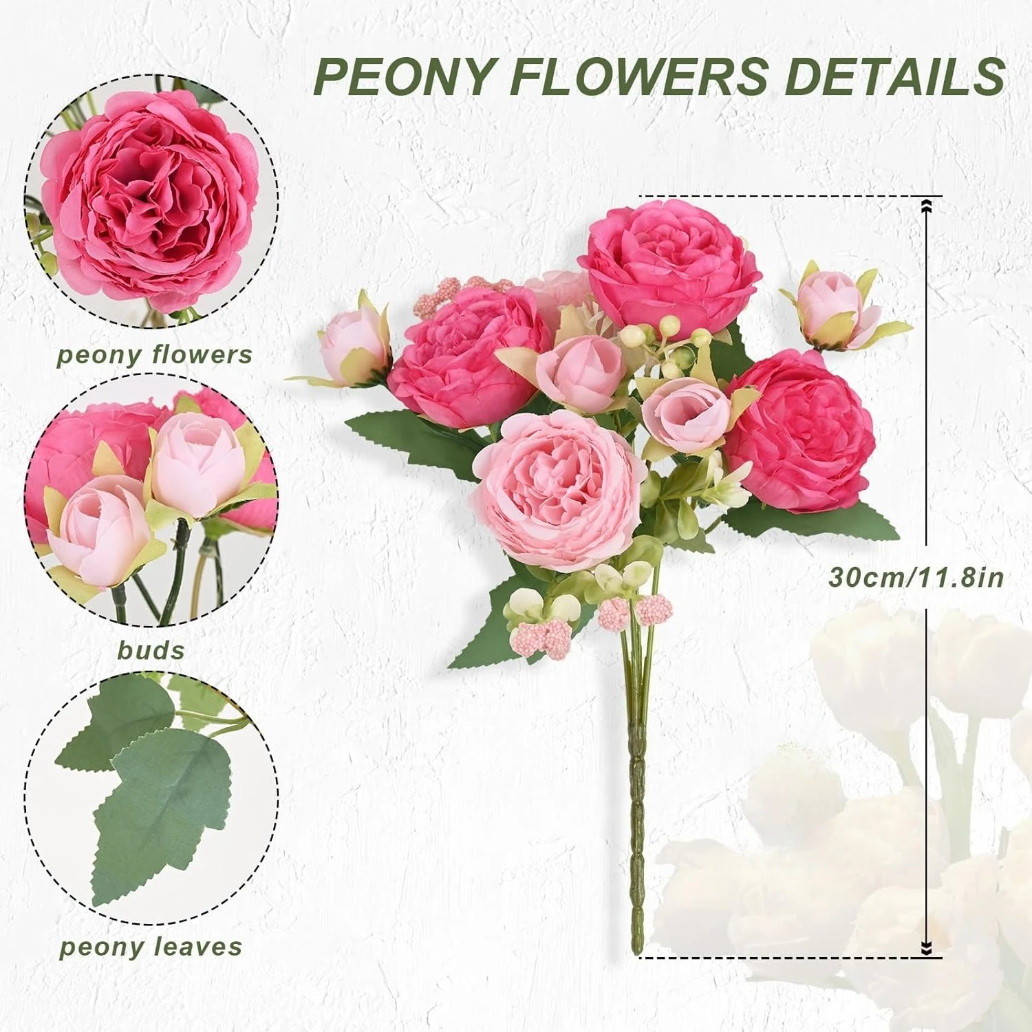 

Искусственные Пионы 30 См, Букет Из Шелковых Роз-фиолетов С 5 Крупными И 4 Маленькими Бутонами Для Декора Свадеб, Дома, Стола