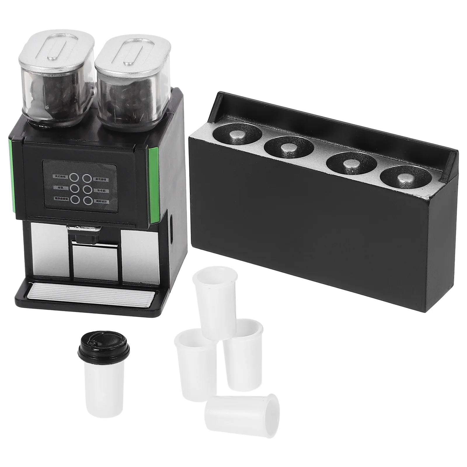 

Miniature Coffee Maker Cups Set Plastic Dollhouse Espresso Machine Coffee Cups Toys Playset Kids Pretend Play Accessories