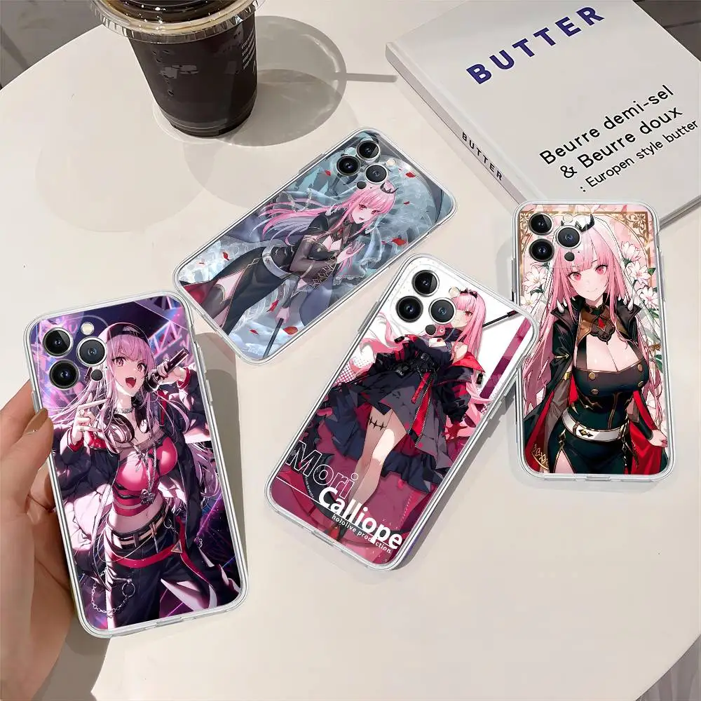 Фото Противоударный силиконовый прозрачный чехол Mori Calliope Anime для iPhone 17 16 15 14 13 12 11 Mini Pro Max Plus №1