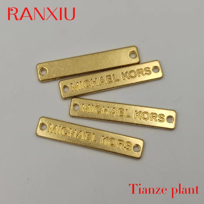 Золотая прямоугольная гравировка логотипа на заказ металлический логотип