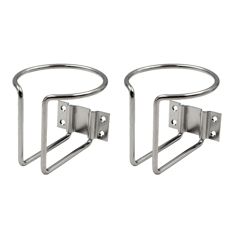 

2 Pieces Marine Ring Cup Drink Holder Stainless Steel Beverage Bottle Stand Yacht RV Water Cup Shelf Durable