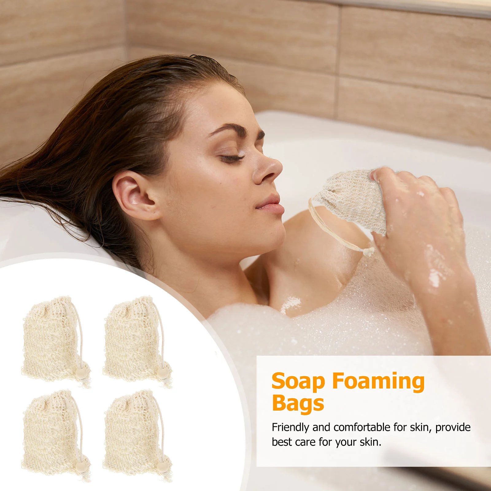 

4 Pcs Cotton Linen Travel Soap Holder Bag Saver Pouch Exfoliating Hand Container Bubble Net Miss Travel Holder