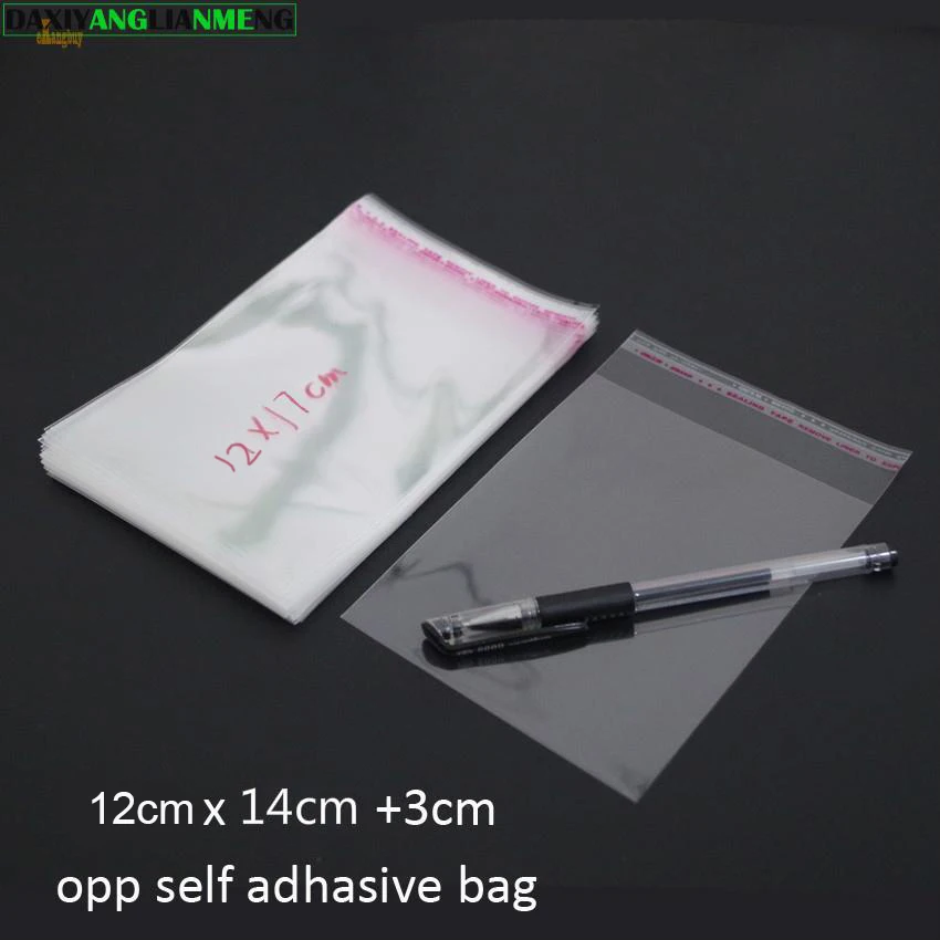 

200pcs/lot 12x14 cm+3cm Clear OPP Self Adhesive Packaging Bags For magazines, newspapers, photos, CDs, bread, popcorn, Nuts