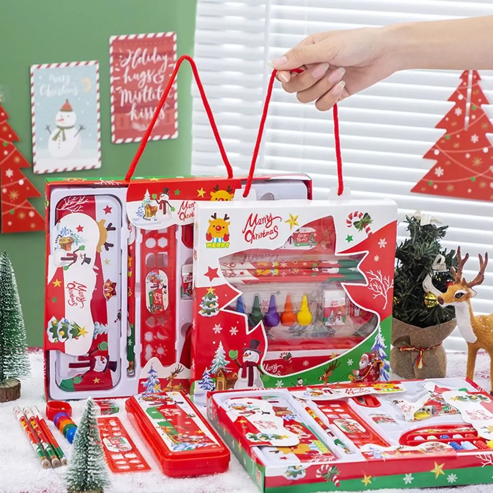 

7PCS/Set Christmas Stationery Gift Bag Wholesale Primary School Pencil Set Kindergarten Children's Painting Supplies Xmas Gift