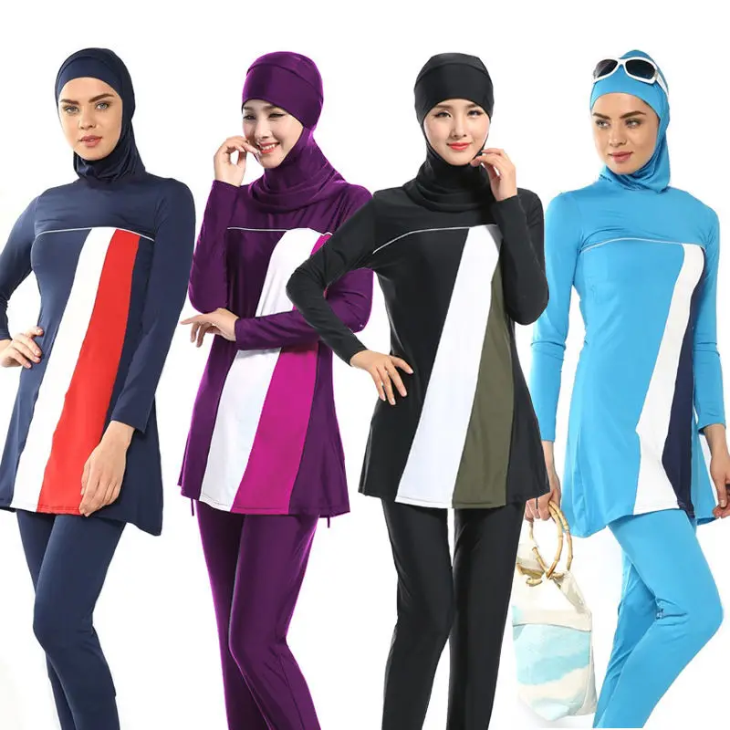 Muslim Women Swimwears Vacation Full Coverage Islamic Hijab Swimming Suit for Women Beachwear Arabic Sports Swimwear Elegant