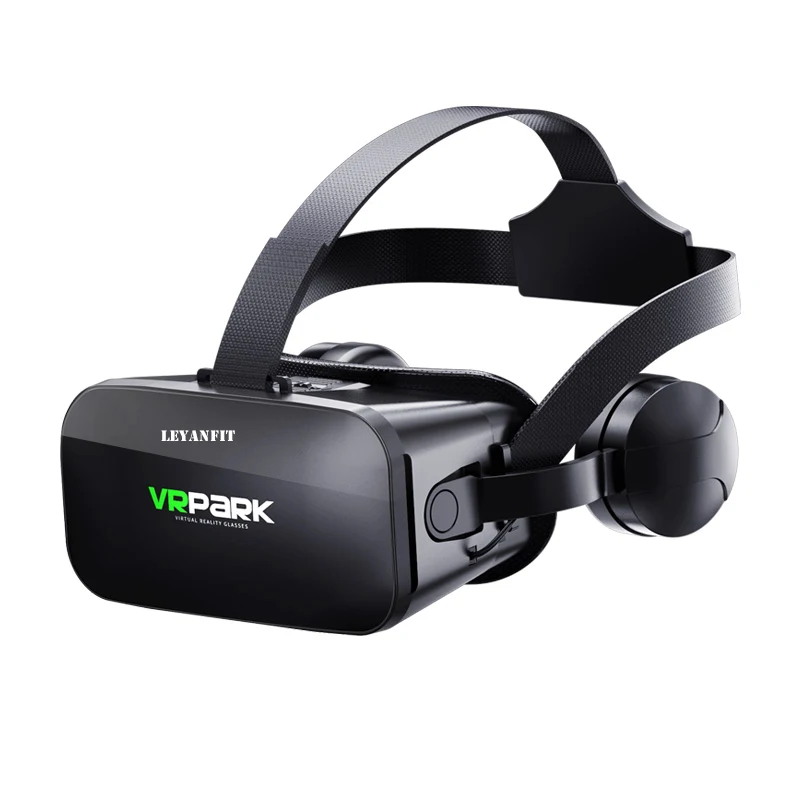 VR 3D очки с наушниками ручкой панорамная 360 гарнитура виртуальной реальности -