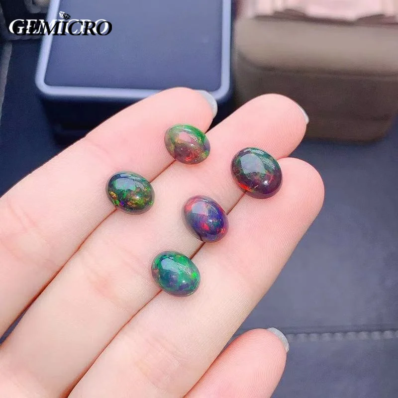 

New Ethiopia Black Opal Gemstone Loose 6x8mm Oval Stone for DIY Jewelry