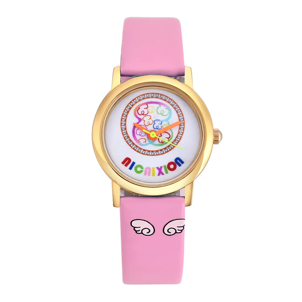 

Часы наручные SMVPCandy с мультяшным медведем, кварцевые модные студенческие, с кожаным ремешком и ангельским крылом, подарок для женщин