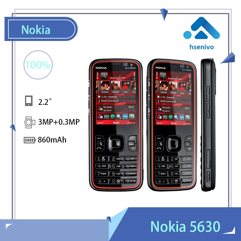 

Nokia 5630 Refurbished-Original Nokia 5630 XpressMusic Cell Phone Unlocked 2.2 inch GSM 2G/3G 3.0MP 128 RAM 860mah