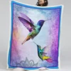 BlessLiving 3D Birds Mandala Print Sherpa Fleece Blanket Purple Background Colorful Animal Bohemia blanket For Couch Sofa Bed 1
