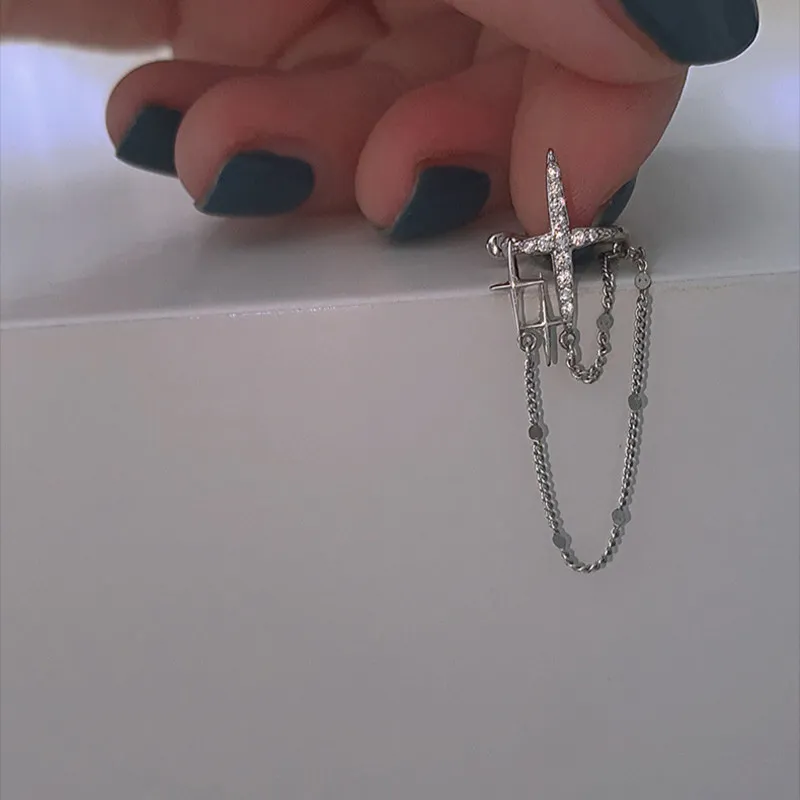 Двойная кисточка звезда Ушная кость клипса хип-хоп тренд нет пирсинга цепные