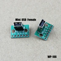 1pcs vertical usb micro usb mini usb female head connector pcb converter adapter breakout test board 180 degree vertical wp 106
