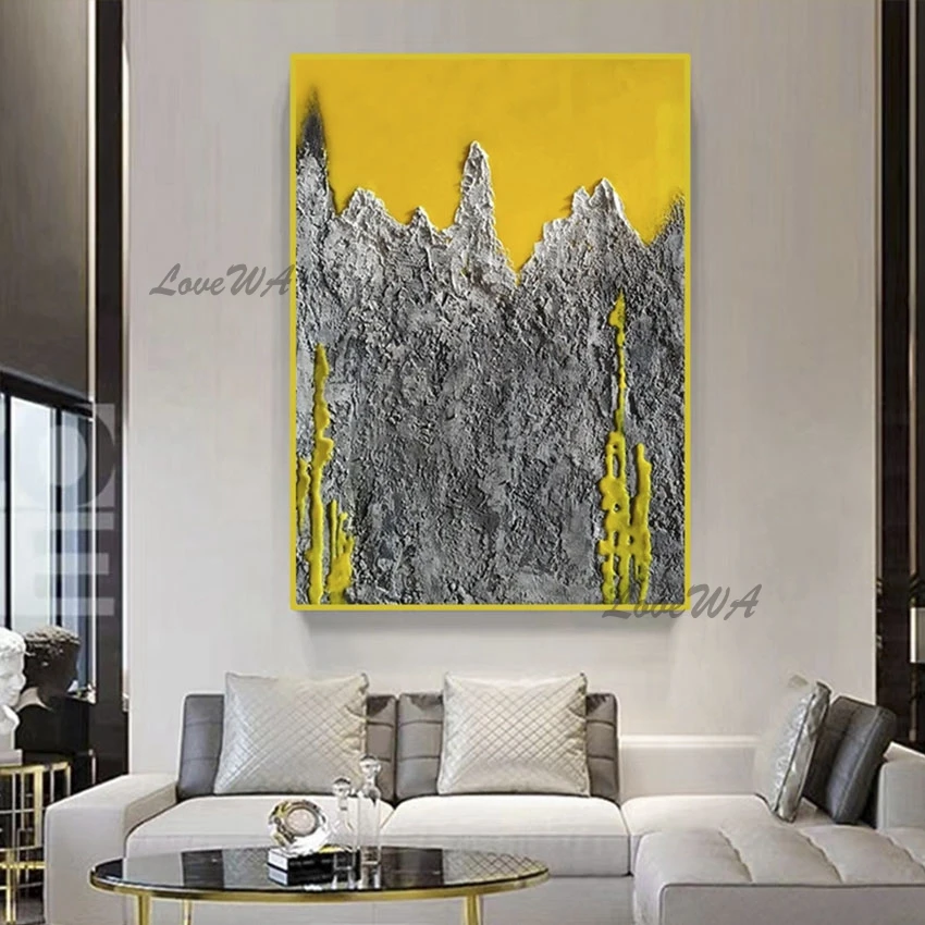 

Hand Painted Gray Thick Acrylic Textured Art Abstract Oil Painting Unframed Canvas Wall Art New Arrival Showpieces Artwork