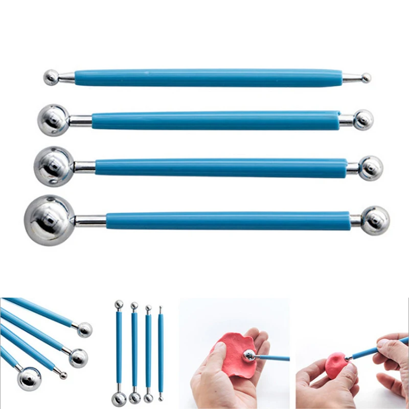 

4Pcs Molding Ball Tool Modelling Stainless Steel Embossing Double Sided 4 Sugar Paste Cake Acessorios Decorating Cookie Molds