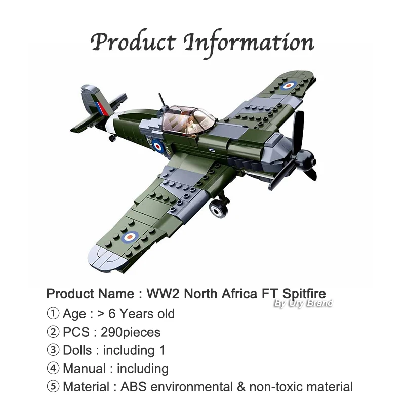 Sluban WW2 Military Army Spitfire Plane City Warplane Fighting Airplane Sets Model Building Blocks Toys for Children Boys Gifts | Игрушки и
