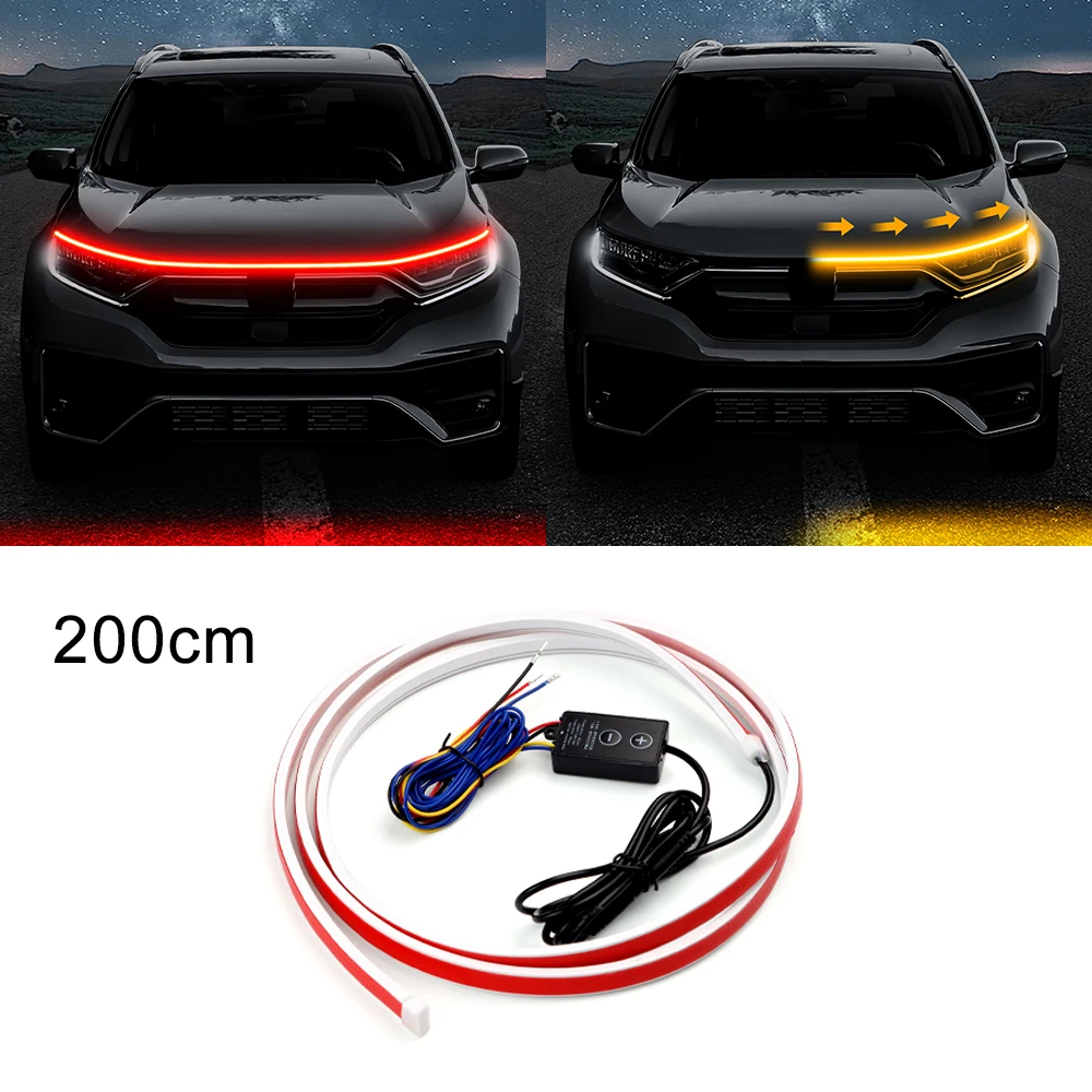 

Автомобильные аксессуары, фонари, полосы на капоте автомобиля, управление освещением, неоновая полоса, дневные беговые светодиодные декоративные лампы, авто фары, водонепроницаемые