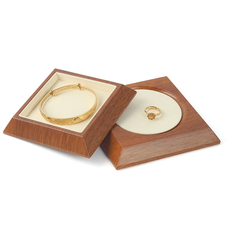 

The New Listing Hu Wood Microfiber Jewelry Display Trays For Ring Bracelet Jewellery Holder Plates