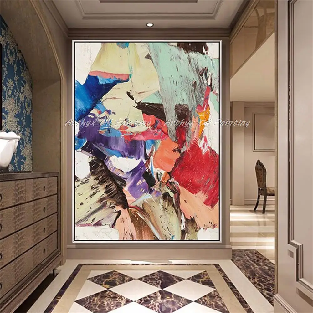 

Arthyx,Hand-Painted Abstract Color Piece Oil Painting On Canvas,Pop Art Modern Wall Art Pictures For Living Room Home Decoration