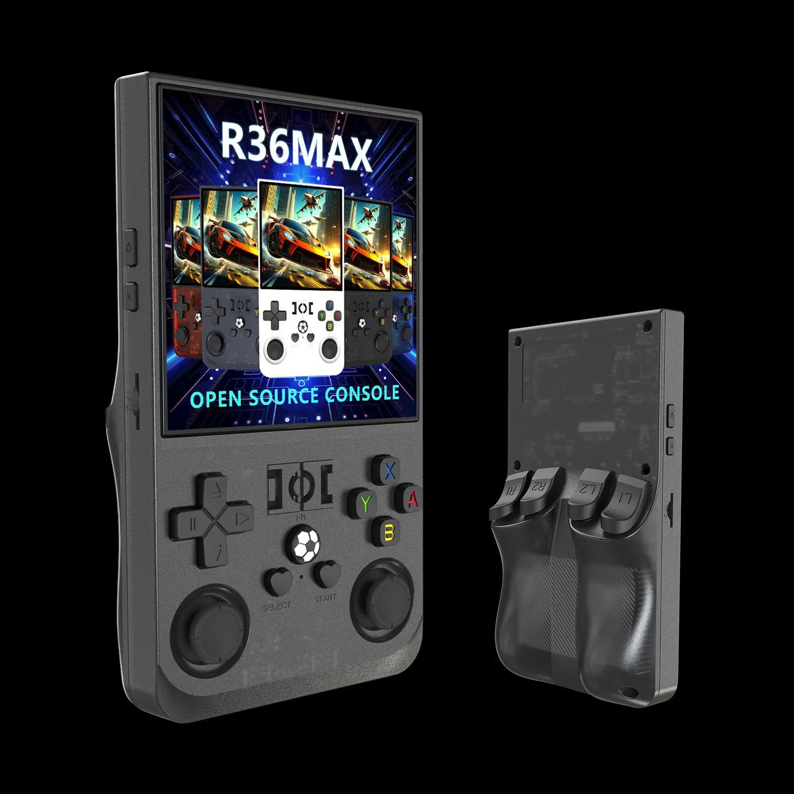 Фото Новая портативная игровая консоль r36s R36MAX с открытым исходным кодом, работающая под управлением Linux, с 4-дюймовым большим экраном высокой четкости, портативная ретро-консоль для игр PSP. №1