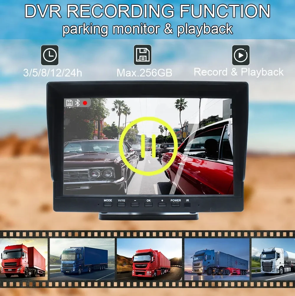 AHD 1920x1080P 4-канальный автомобильный монитор 10-дюймовый IPS-экран записи DVR 1080P ИК