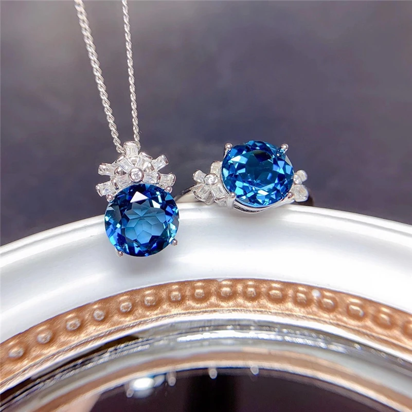 

DIWENFU Solid 925 Sterling Silver Sapphire Jewelry Ring/Necklace for Women Collares Mujer Silver 925 Jewelry Bizuteria Necklaces