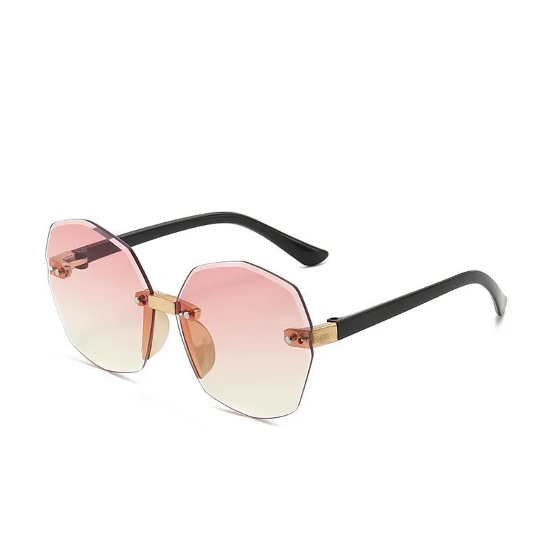 

2022 New Stylish Rimless Children Cat Eye Sunglasses Fashion Kid Square Pink Gradient Sun Glasses Boy Girl Goggle UV400 Eyewear