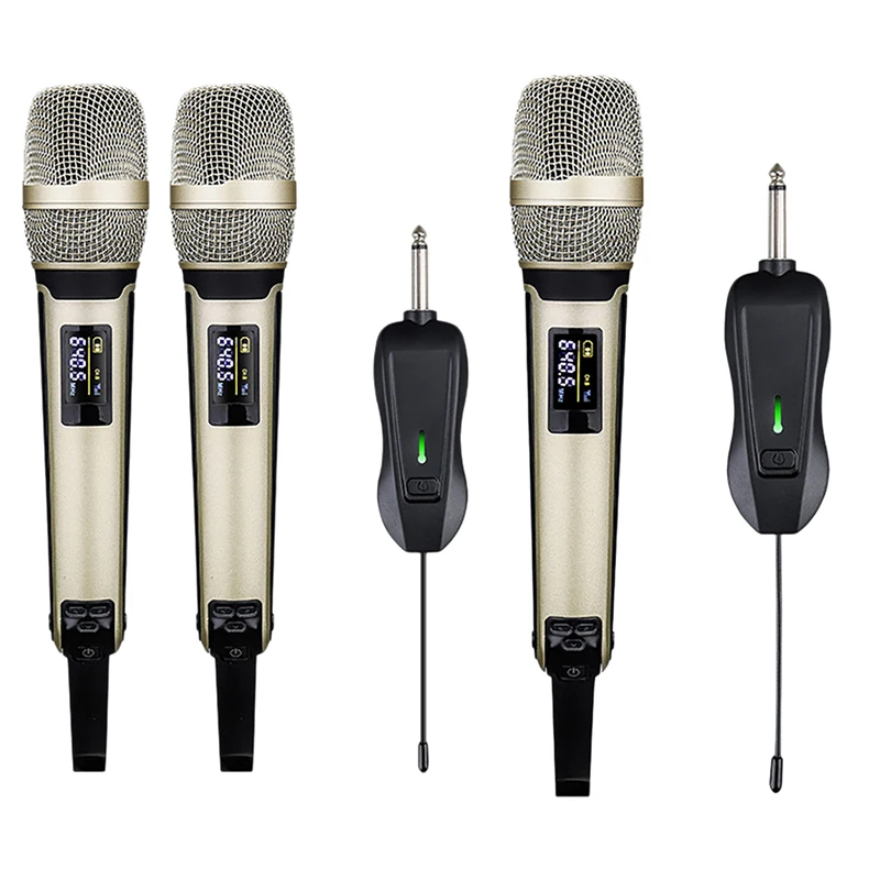 

Wireless Microphone With 3.5Mm Converter And Rechargeable Receiver For Karaoke Parties Meetings 200 Feet