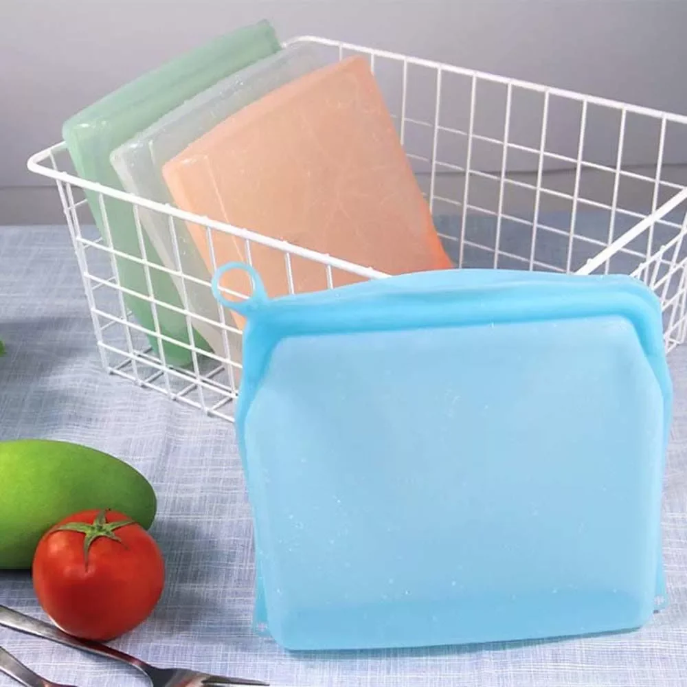 

Reusable Clear Sealable Fruit Leak-Proof Silicone Food Saver Sealer Bag Storage Bag Container