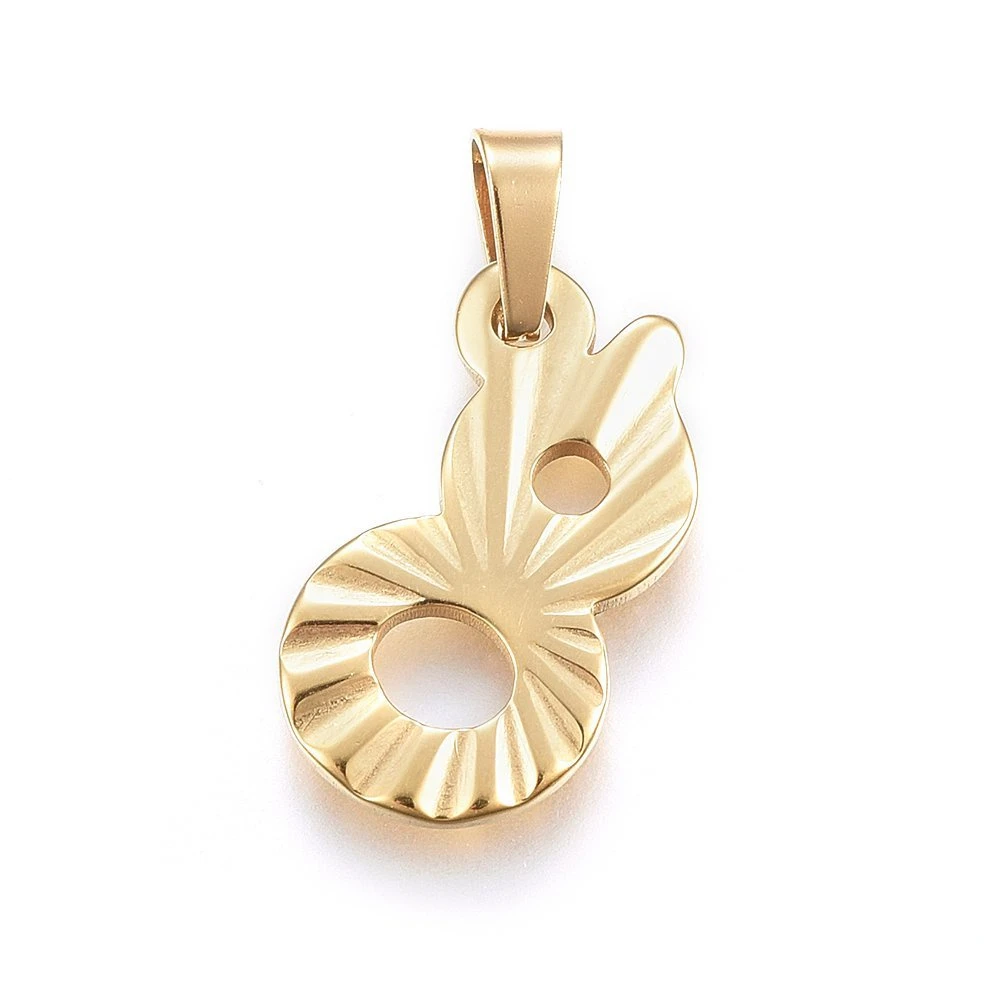 

2PC 304 Stainless Steel Pendants NO.8 Golden 19x11x1.5mm Hole: 5x3mm