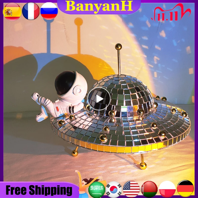 

20cm/7.9in Disco Ball UFO Kawaii Room Decor Desk Accessories Miniature Items Home Decoration DIY Aesthetic Modern Dropshipping