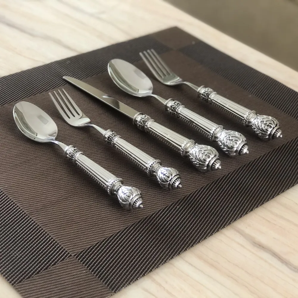 Tableware Stainless Steel Flatware  Silver/Golden Crown Upholstery Cutlery Set Spoon Knife Fork Kit Dinnerware Set
