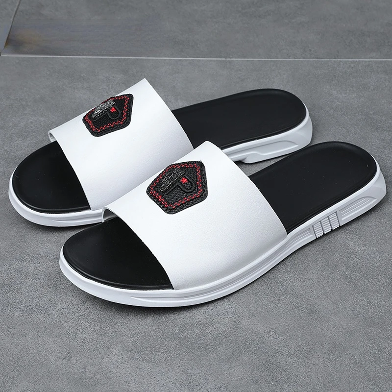 

Best Selling Leather Slippers Man Designer Casual Slippers for Men Good Quality Beach Casual Shoes Non-Slip Mens Brand Slippers