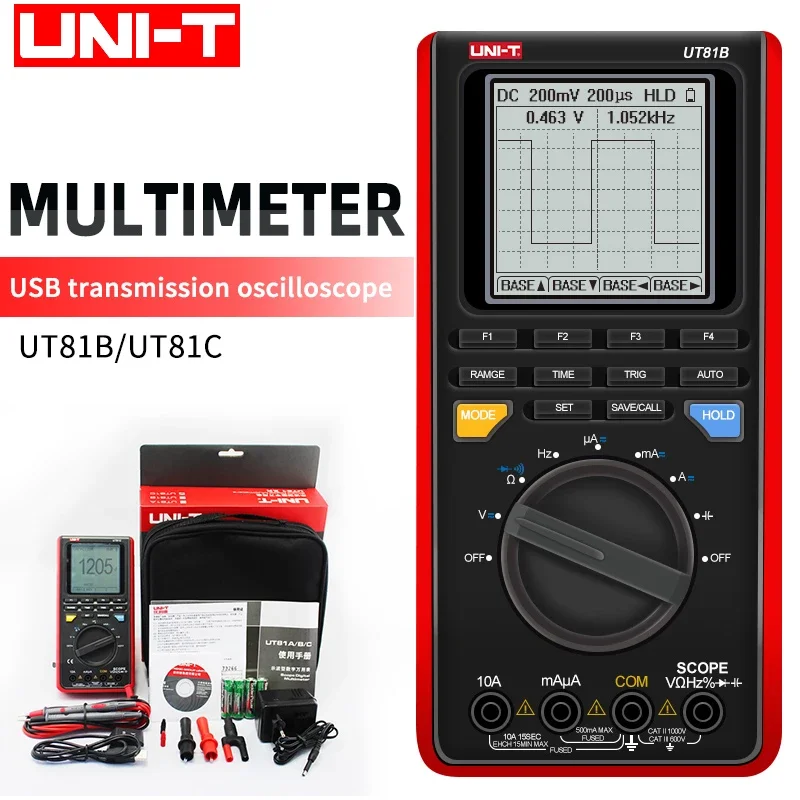 

UNI-T UT81C/UT81B Sample Rate Handheld Oscilloscope Professional Digital Multimeter AC DC Resistance Capacitance Frequency Meter