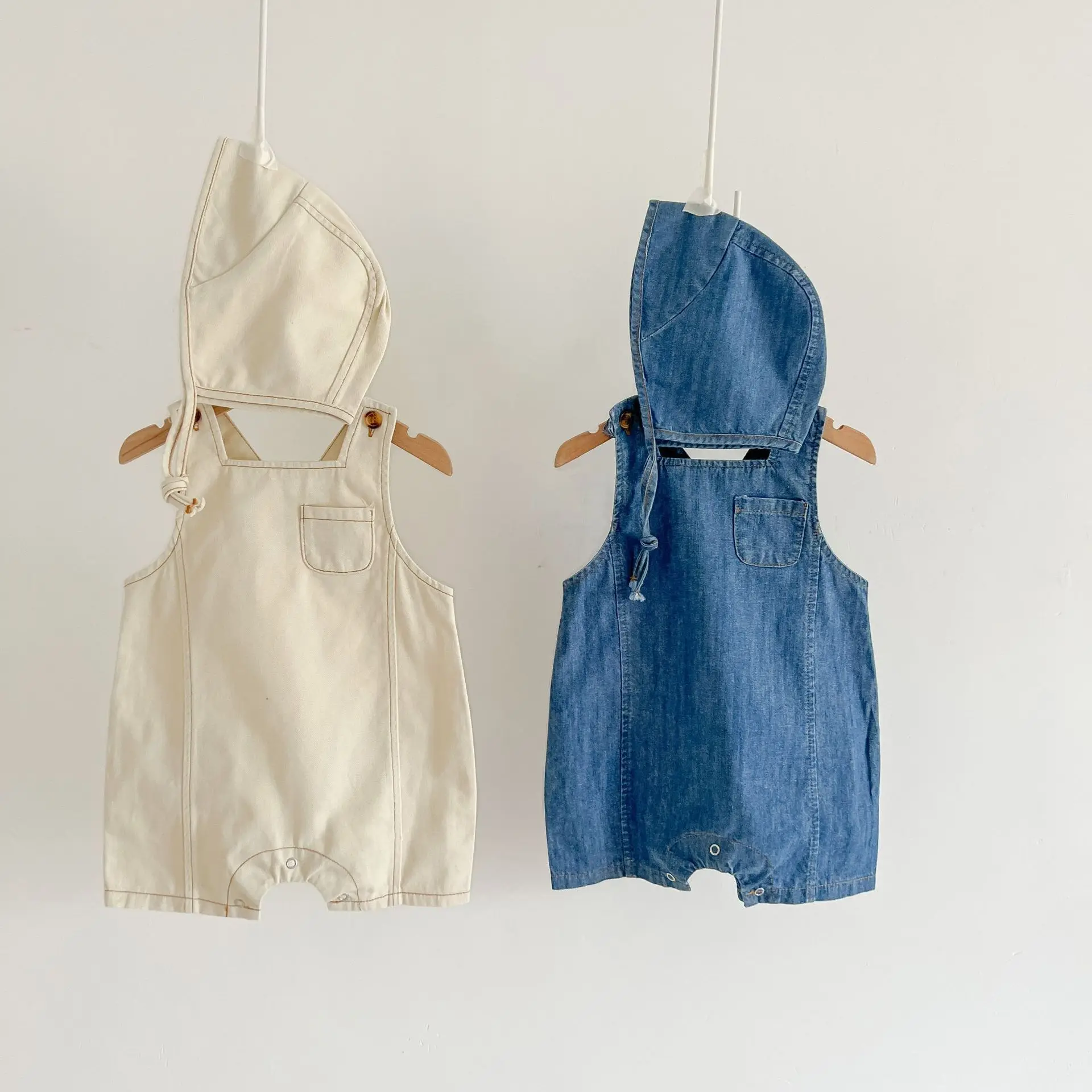 

Korean Boy's and Girl's Baby Suspenders Ha Clothes Baby Clothes Cowboy Onesie Climbing Clothes Bag Fart Clothes Including Hat