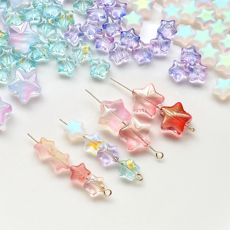 

10 шт. Глянцевая пятиконечная звезда Золотая Звезда ins девочка бисер материал Сделай Сам ювелирные изделия ручной работы серьги ожерелье браслет аксессуары