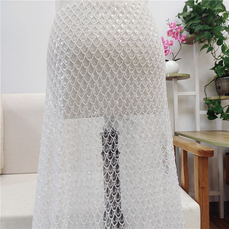 New Mermaid Scales 3D Lace Fabric Wedding Dress Children's Clothing Curtain Beaded Sequins Creative Material |