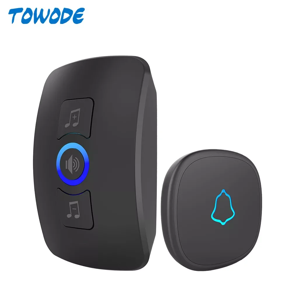 

TOWODE Wireless Doorbell System EU Plug 433Mhz Home Security Welcome Smart Doorbell Kit 4 Level Volumes 32 Musics Adjustable