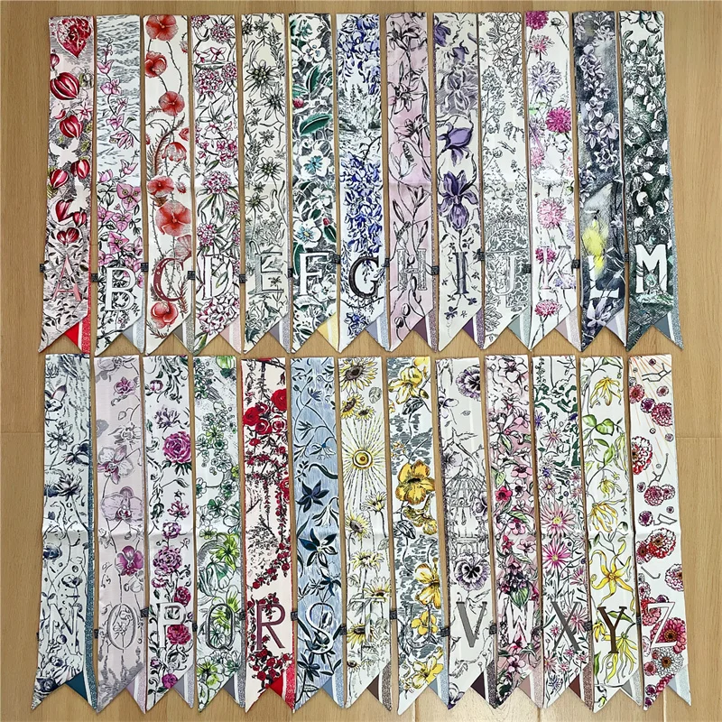 Новый роскошный брендовый шарф с 26 буквами женский Шелковый тонкий дизайнерское