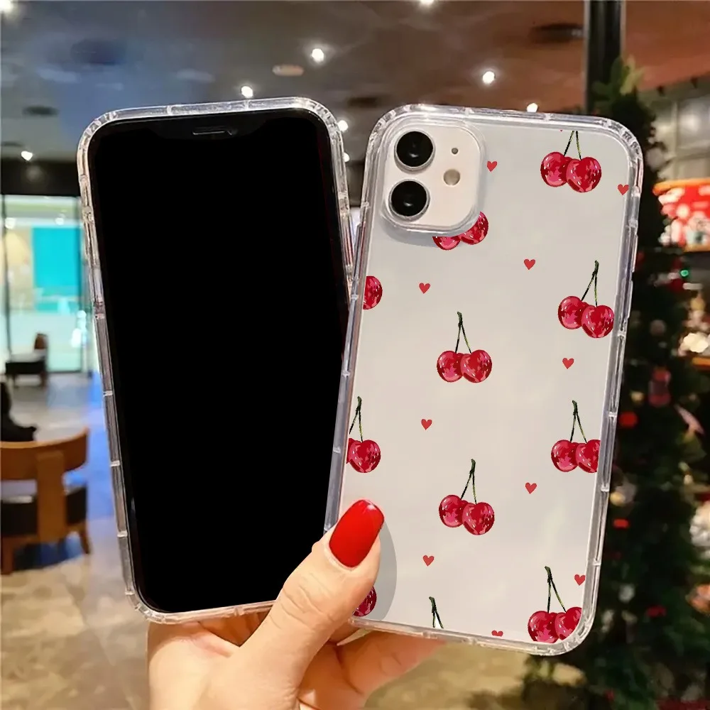 Фото Прозрачный чехол для телефона Pink Cherries Heart Coquette для iPhone 17, 16, 11, 13, 15, 14, 12, Pro Max 7, 8 Plus XS X XR 17 Air Transparent Cover №5