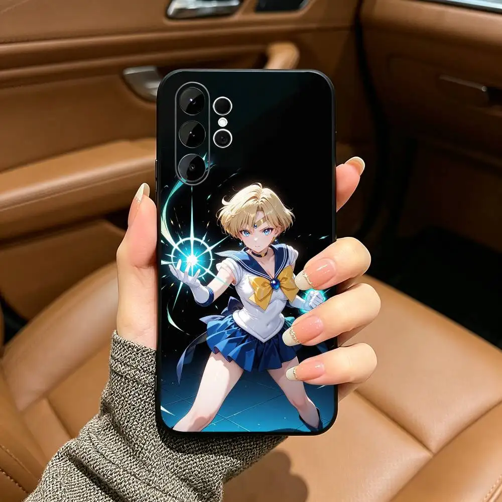 Фото Мягкий силиконовый чехол Sailor Moon-Uranus для Samsung S25, S24, S21, S22, S23, S30, Ultra, S20, Plus, FE, Lite - черный №4