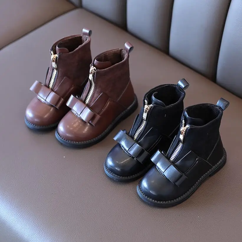 

Children Winter Ankle Martin Boots Baby Kids Sweet Fur Lace Up Boot Boys Girls Leather Warm Sport Shoes Kids Short Snow Boots