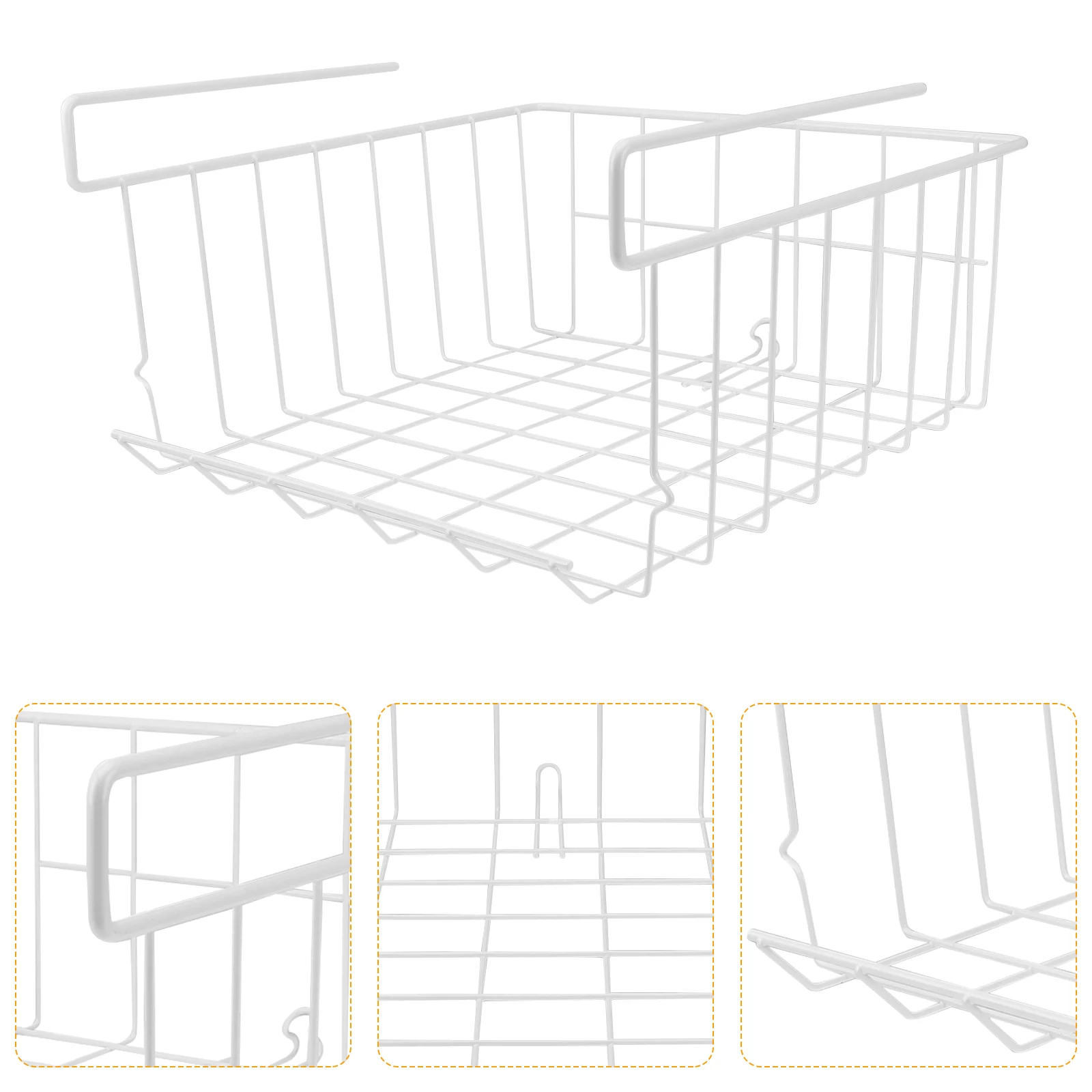 

1pc Under Cabinet Organizer Hanging Basket Storage Shelf for Home Hotel (White)