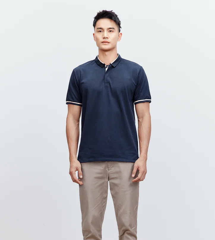 

P2103- New men's T-shirt round neck patch cloth splicing men's short sleeve.
