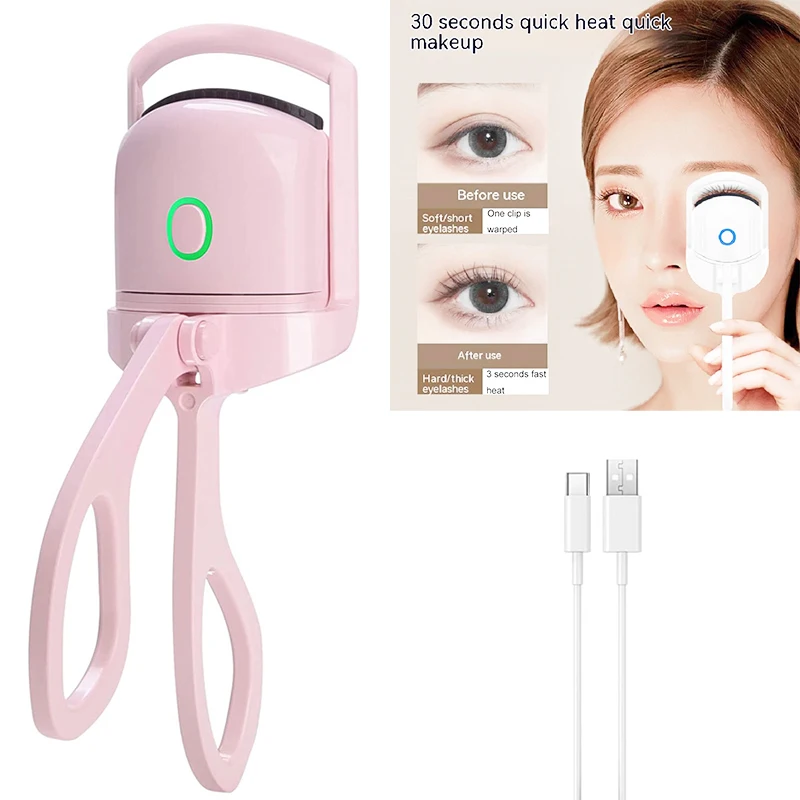 

Pink Electric Eyelash Curler Charging Model Fast Heating Portable Shaping Lasting Curling Eyelash Clip Wholesale Cosmetics Tools