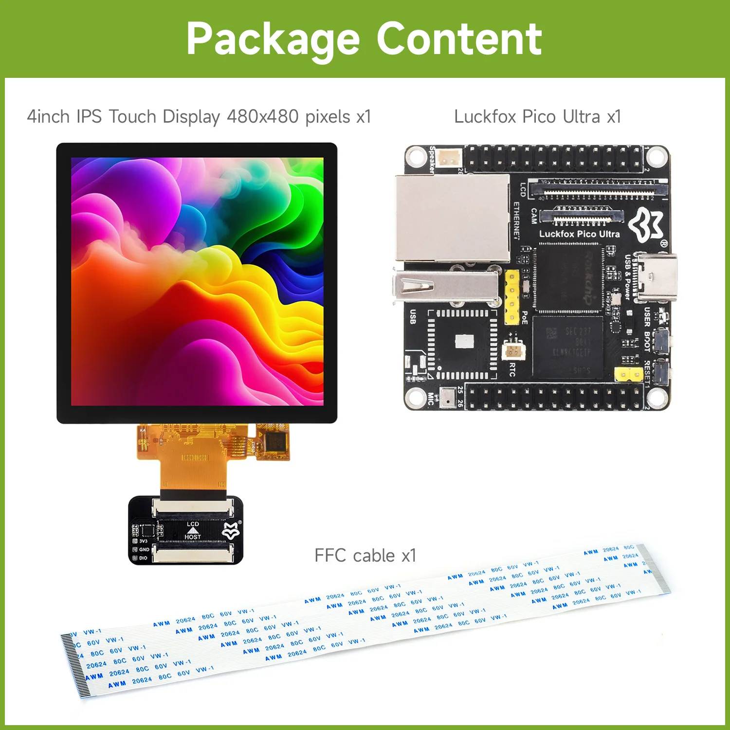 Luckfox Pico Ultra RV1106 Linux Микроплата разработки с 4-дюймовым емкостным сенсорным экраном