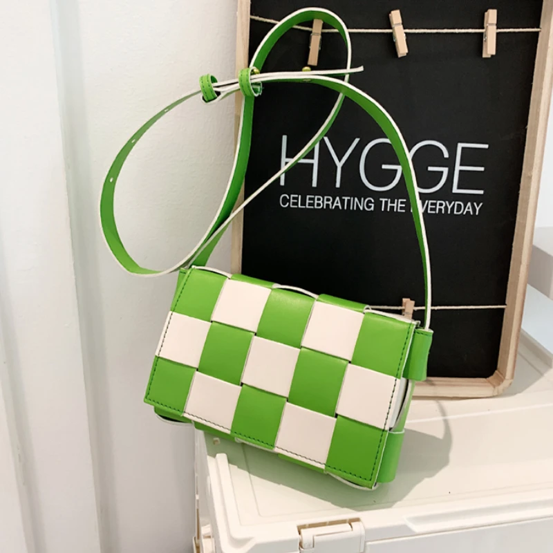 

Роскошная текстурная женская сумка на плечо премиум-класса, новинка 2022, модная дизайнерская однотонная клетчатая маленькая квадратная сум...